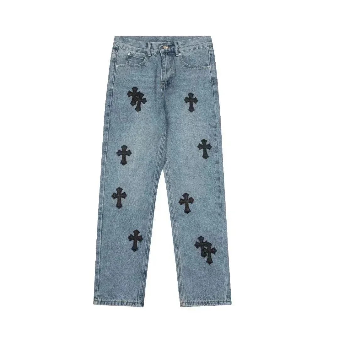 Chrome Hearts Black Cross Mid Indigo Denim Pants Jeans