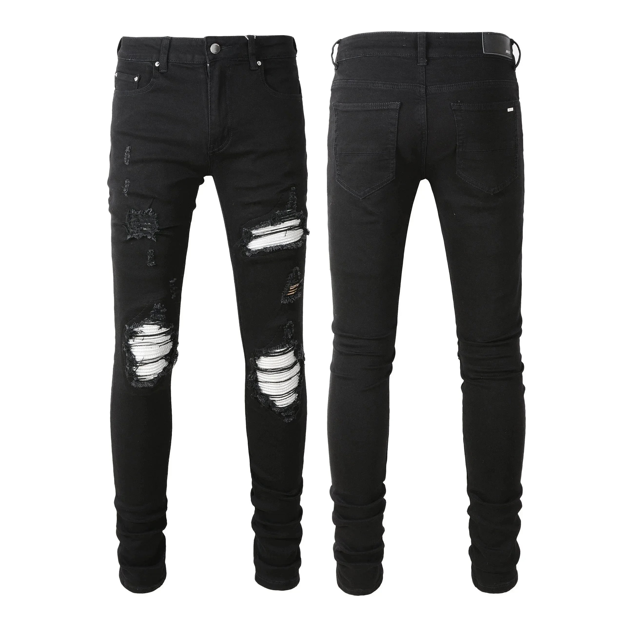 Designer Slim Fit Stretch Denim Black Amiri Jeans For Men
