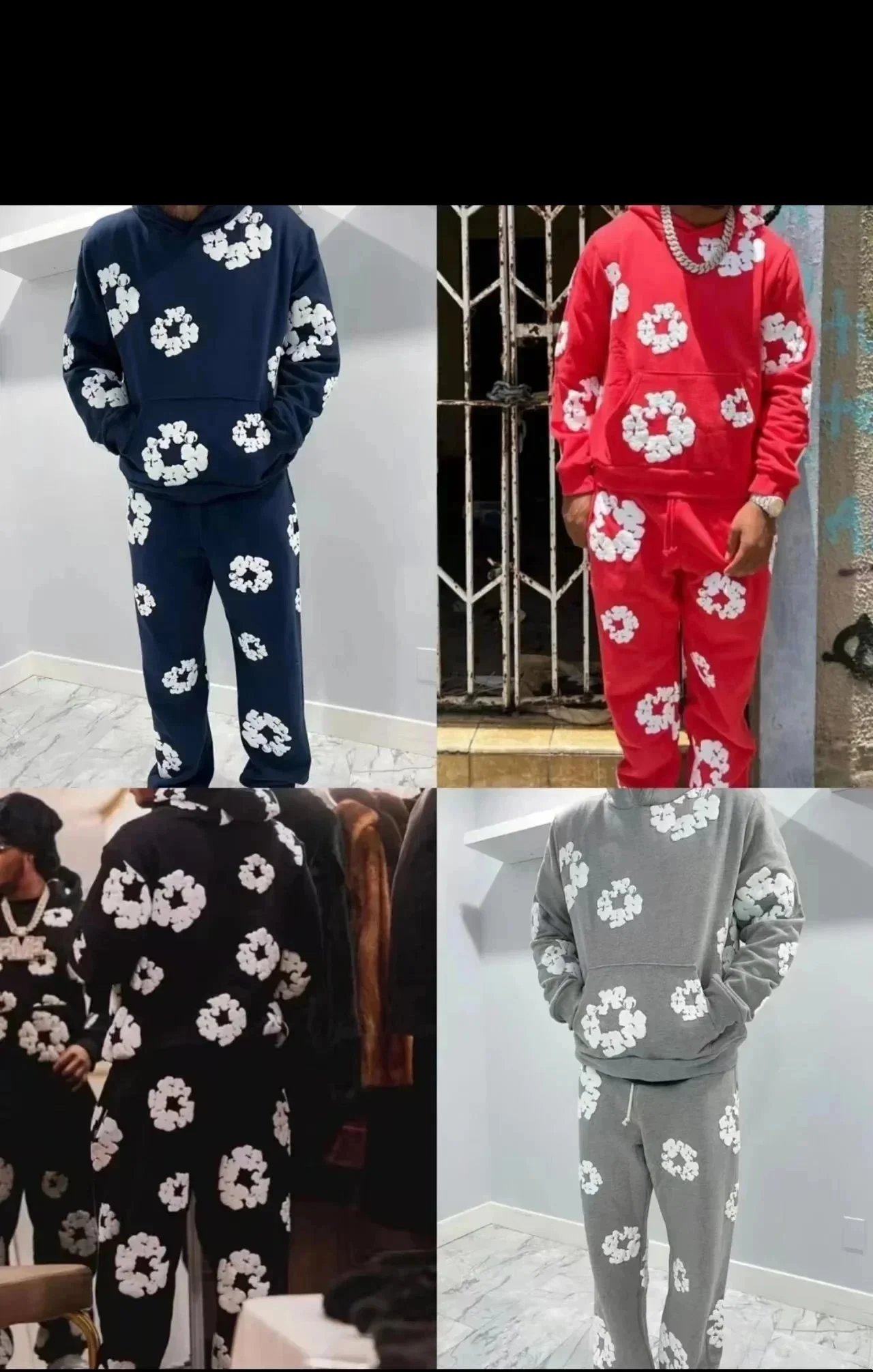XUEQINGDE Denim Tears Tracksuit for Men and Women, 2 Pieces Set Man Denim Tears