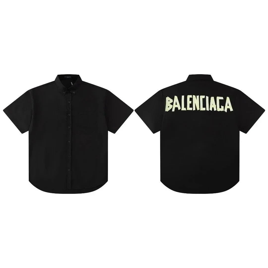 Balenciaga Tape Type Short-Sleeved Shirt Black