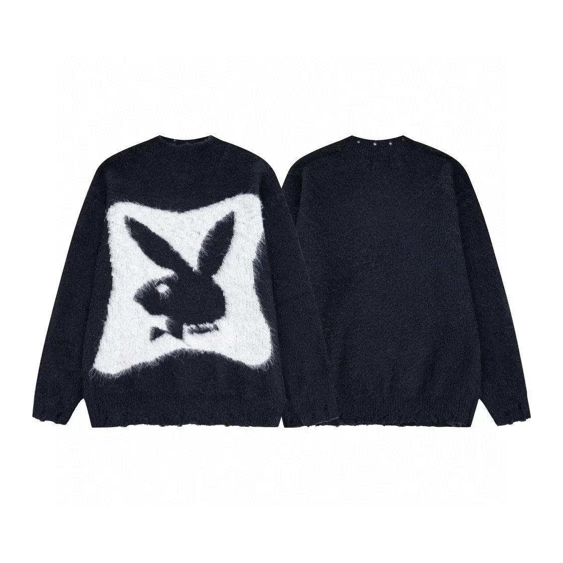 Playboy Rabbit Logo Knit Sweater Black