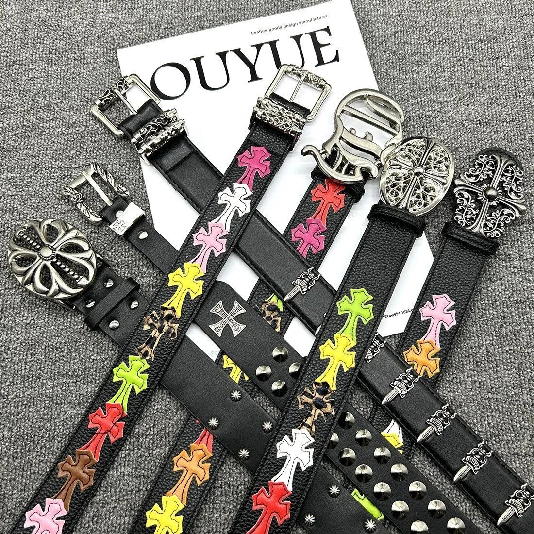 Stylish Cross Pattern Leather Belts for Men and Women