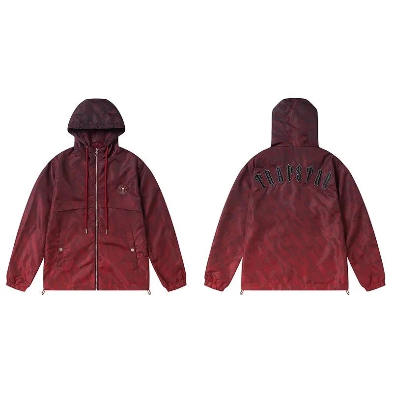 TRAPSTAR Red Hooded Windbreaker Jacket Men's Streetwear
