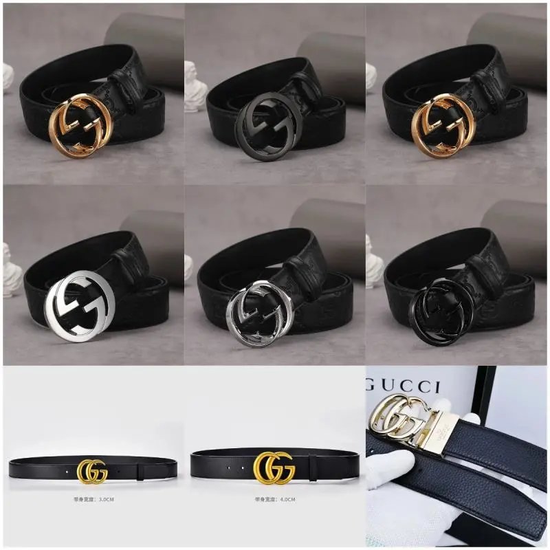 Gucci Black Leather Belt with Double G Buckle