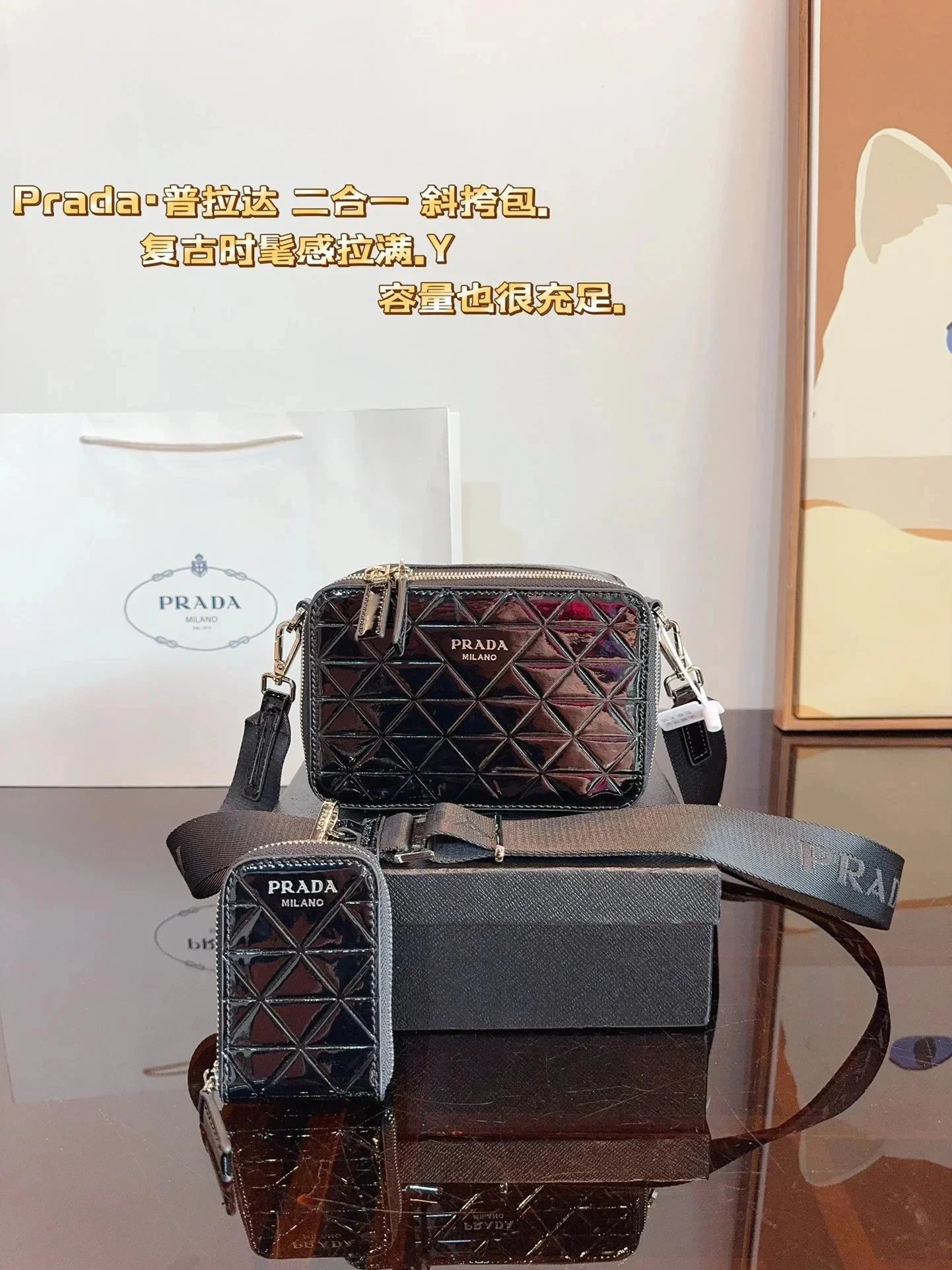 Prada Milano Two-in-One Crossbody Bag with Quilted Design