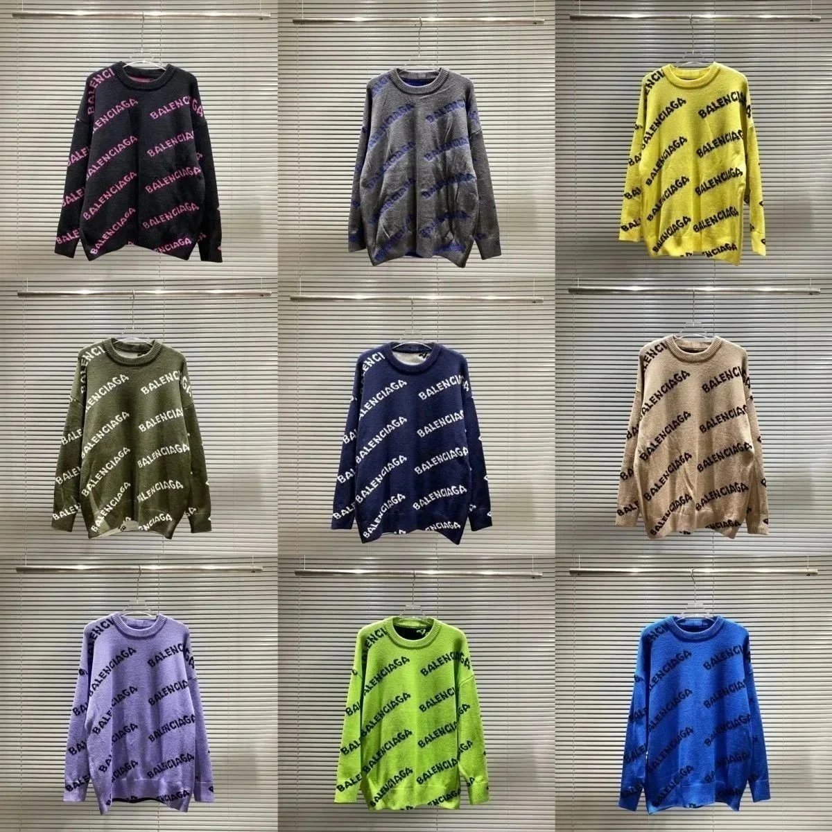 Balenciaga Logo Print Oversized Sweater for Men and Women