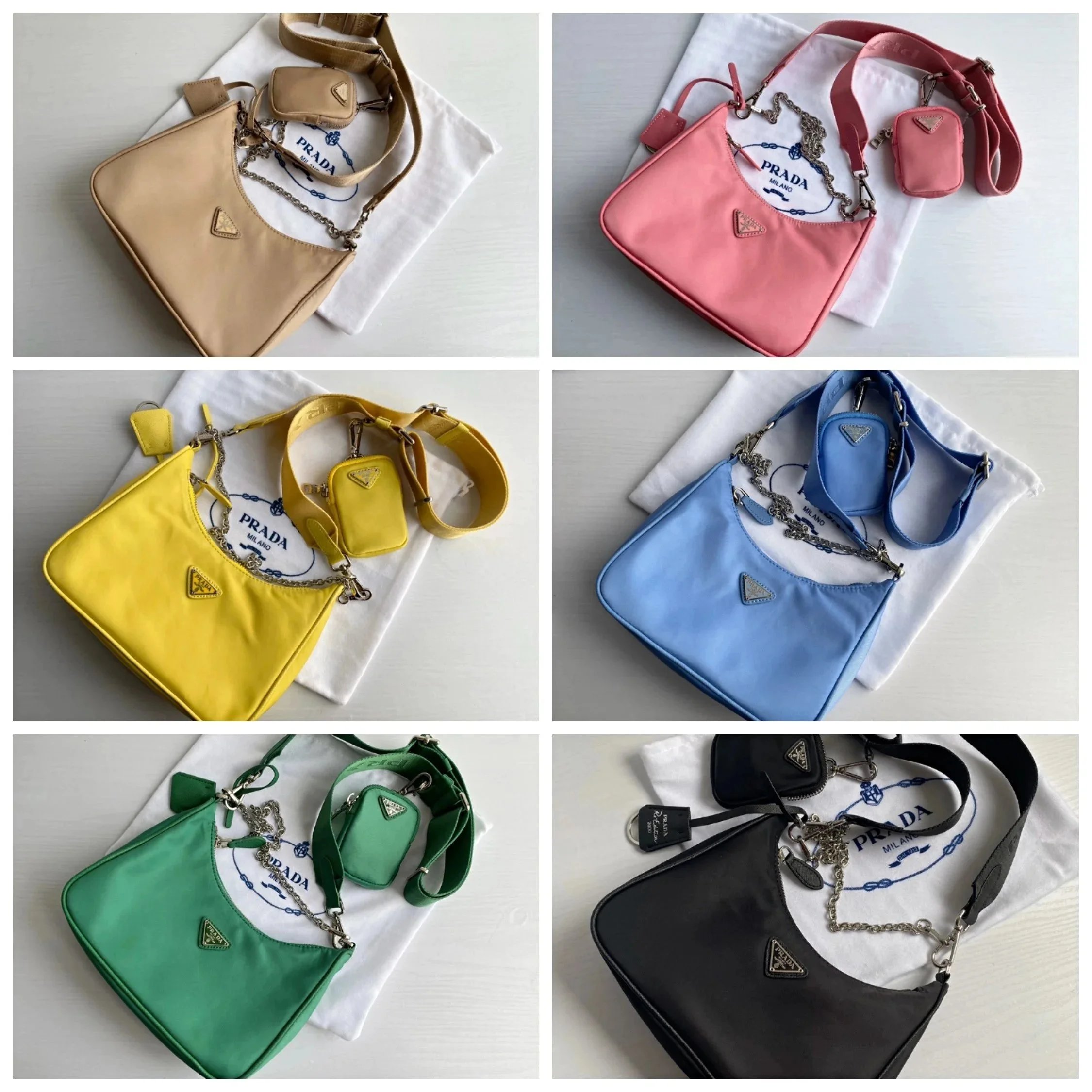 Prada Triangular Logo Shoulder Bag in Multiple Colors