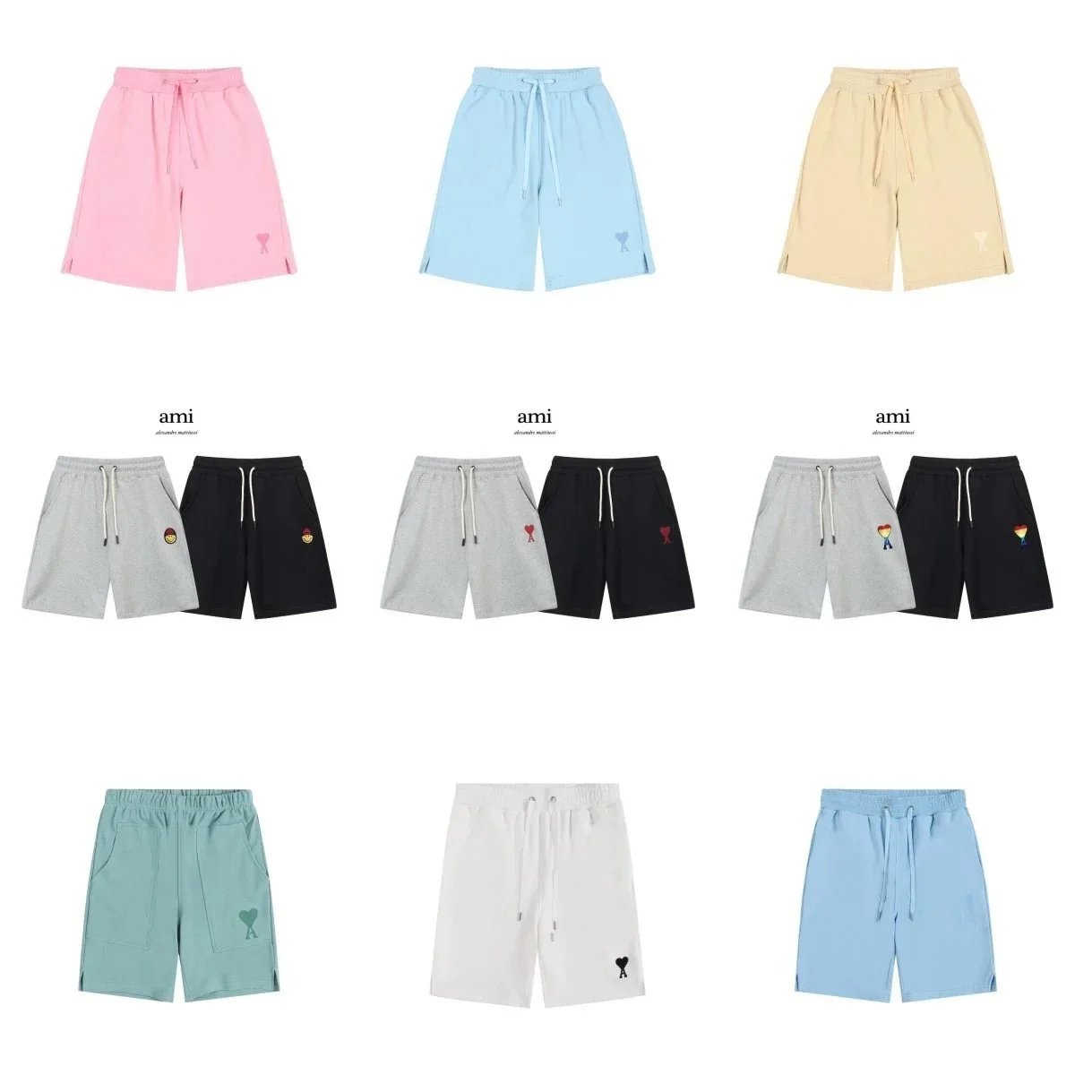 ami Paris Cotton Drawstring Shorts for Men and Women