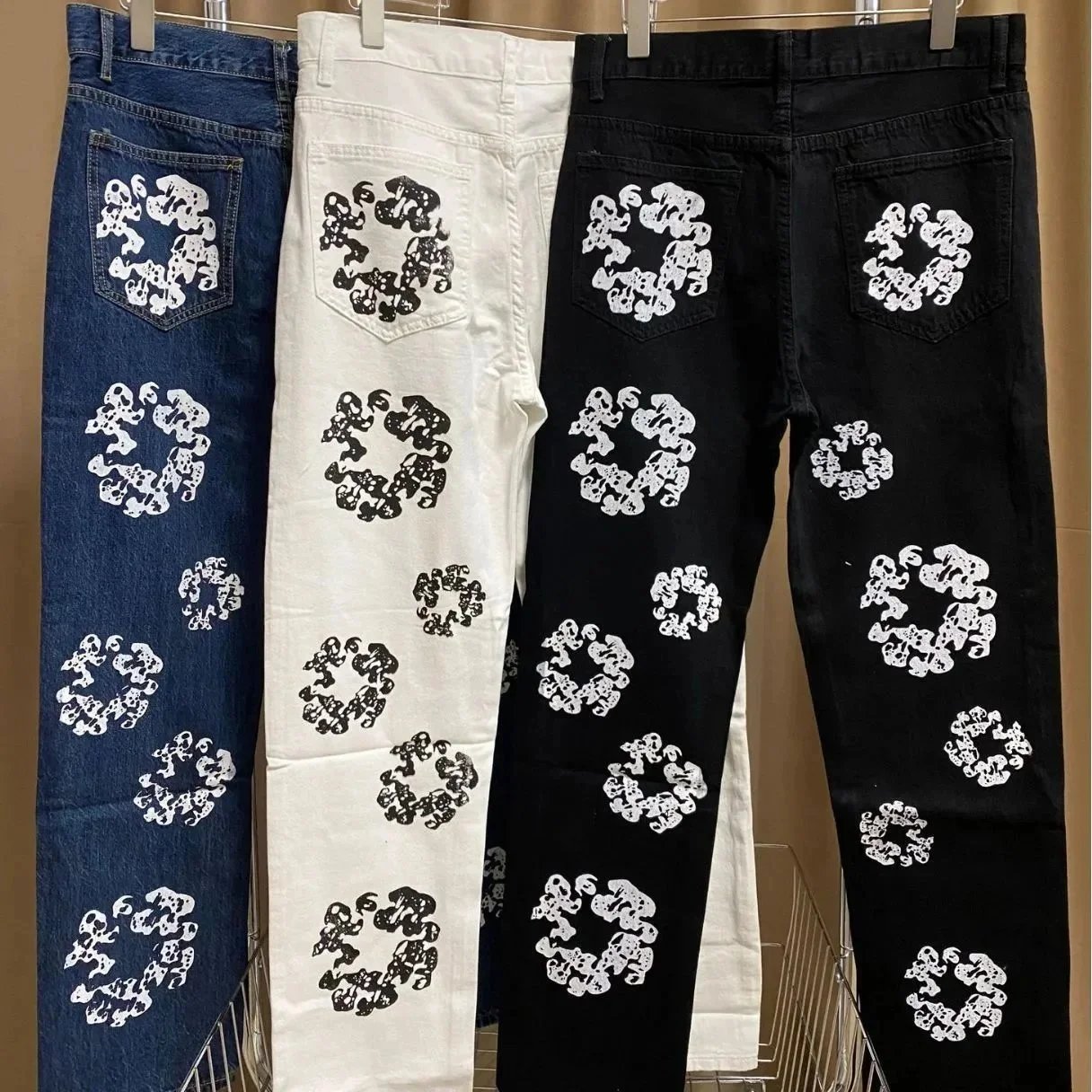 MOSCHINO Logo Print Denim Pants for Women