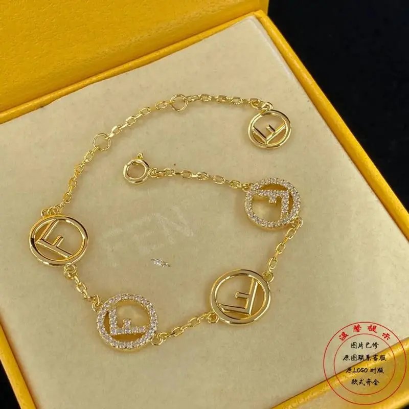 Luxury Gold Plated LV Logo Bracelet with Crystal Accents