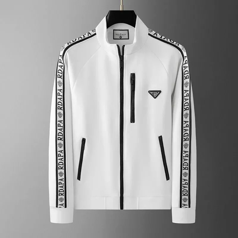 RDAPA White Zip-Up Jacket with Logo Tape Sleeves
