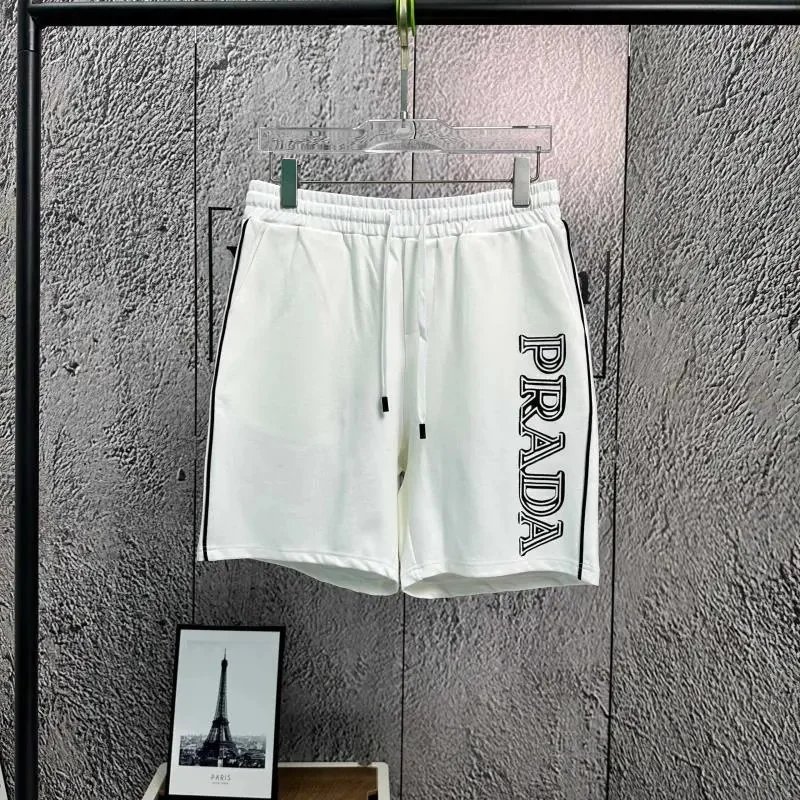 Prada White Logo Print Men's Shorts