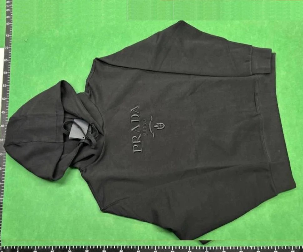 Prada Milan Logo Hoodie Black Sweatshirt Men's Fashion