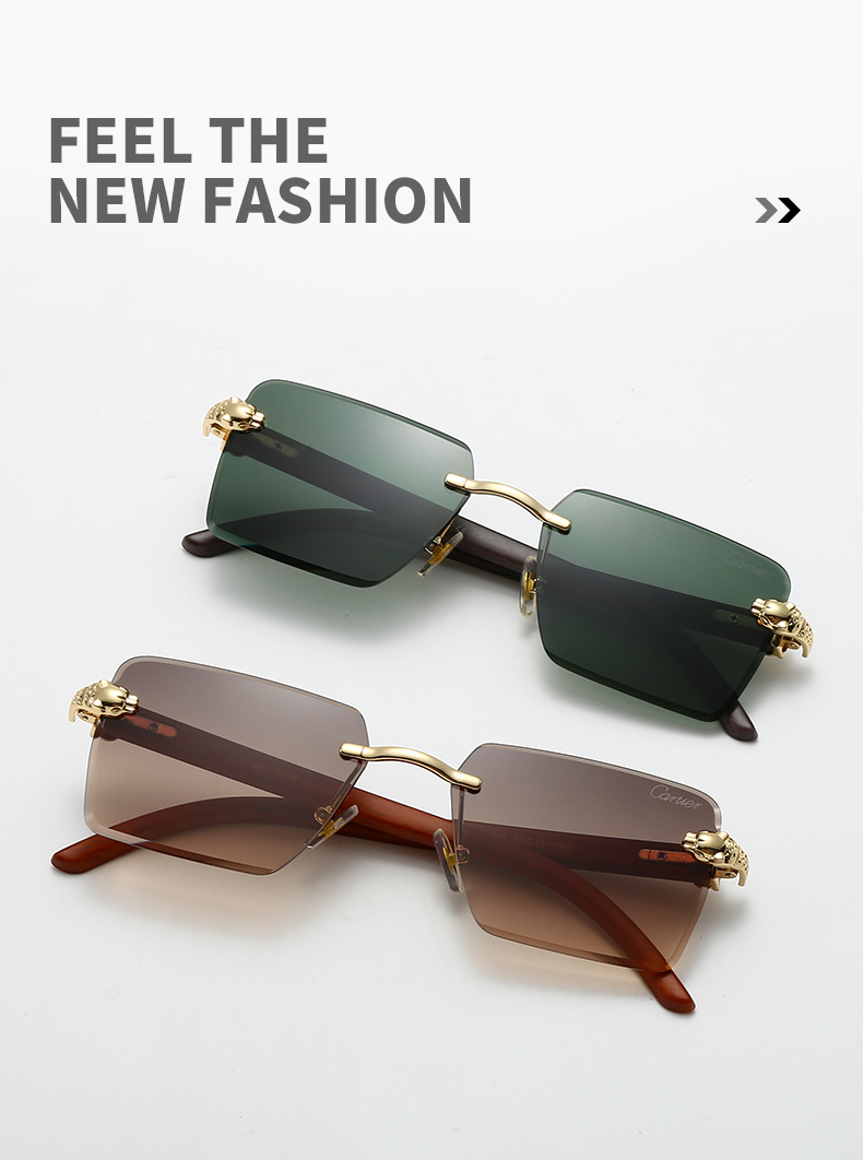 Cartier Sunglasses Square Frame Gold Accent Fashion Shades