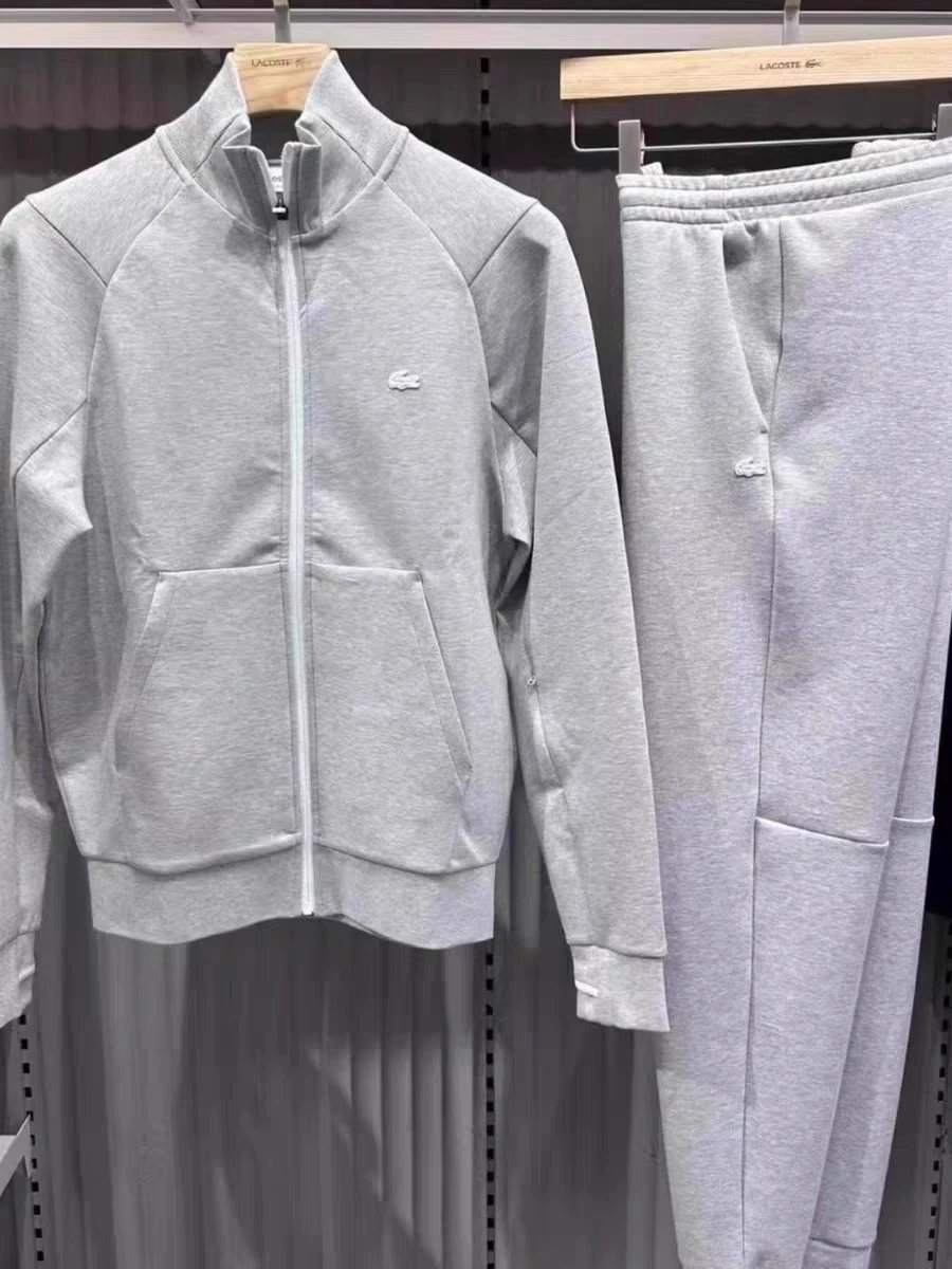 LACOSTE Gray Full-Zip Track Jacket & Matching Sweatpants Set