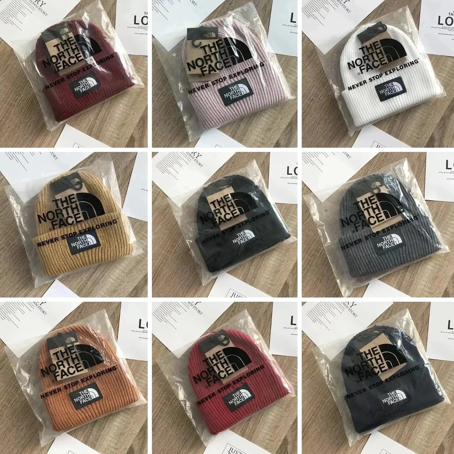 The North Face Knit Beanie Hat Never Stop Exploring Logo Winter Warm Headwear