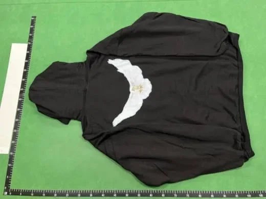 Black Hoodie with White Wing Design