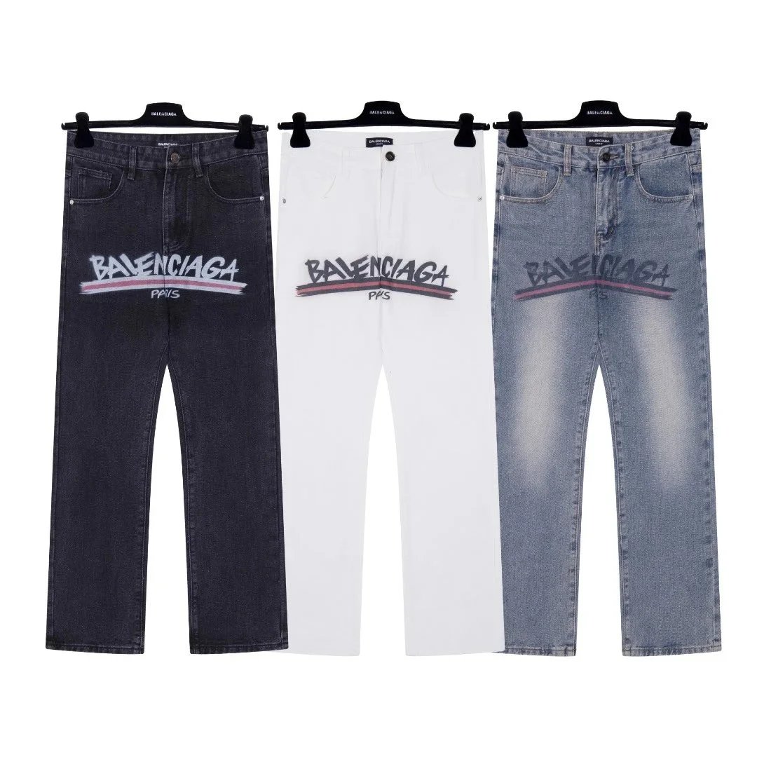Balenciaga Logo Print Jeans for Men and Women