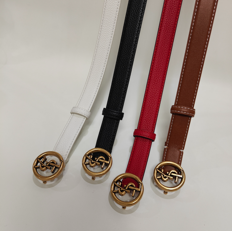 Tory Burch Logo Belt in White Black Red Brown Leather