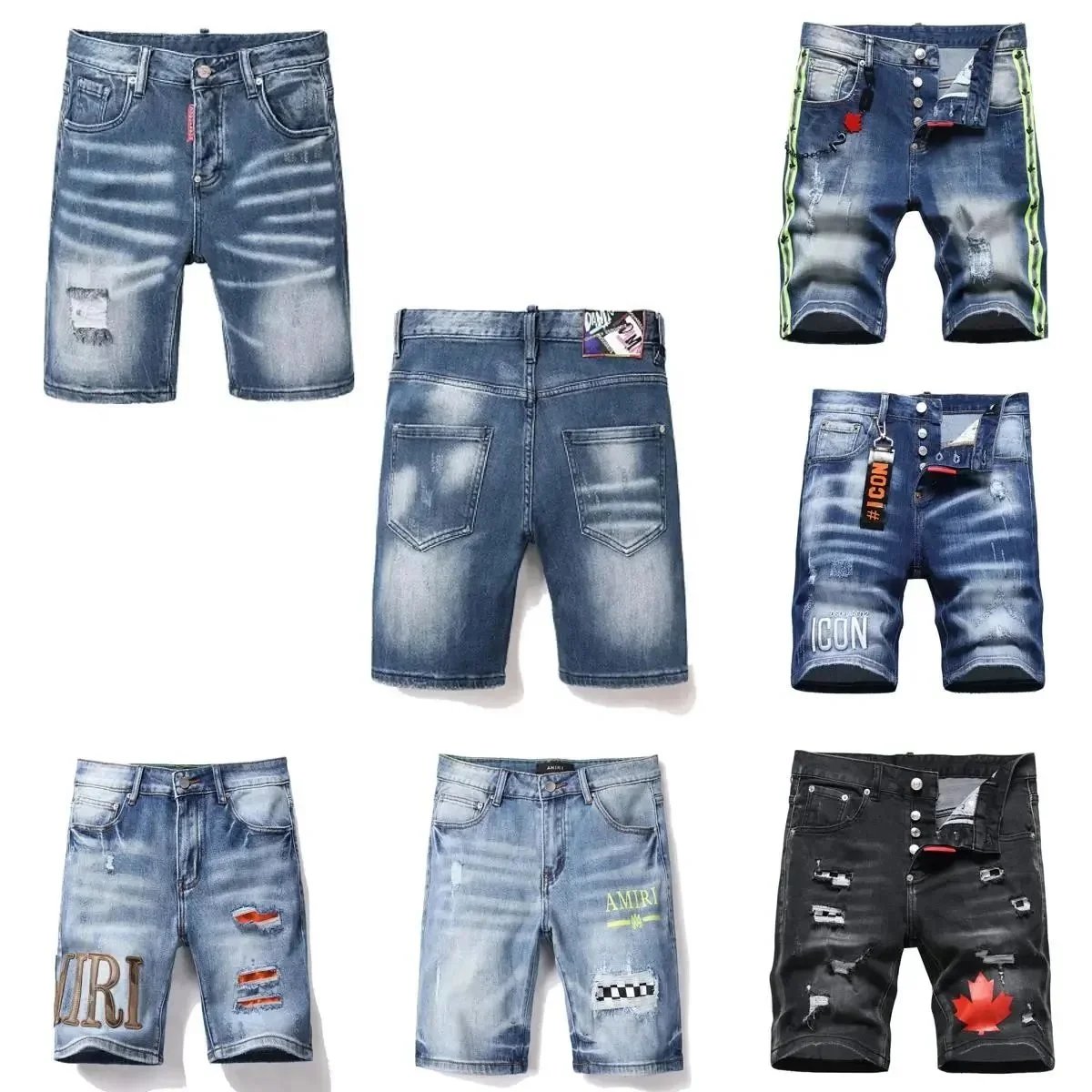 AMIRI Men's Distressed Denim Shorts with Ripped Design and Brand Logo