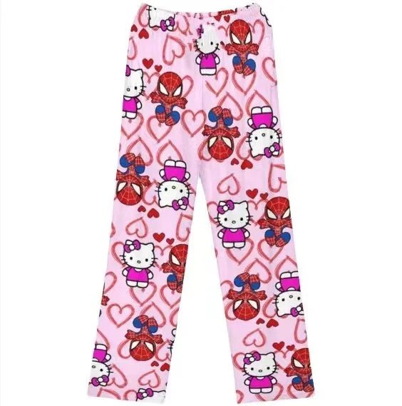 Hello Kitty and Spider-Man Printed Pink Kids Pants