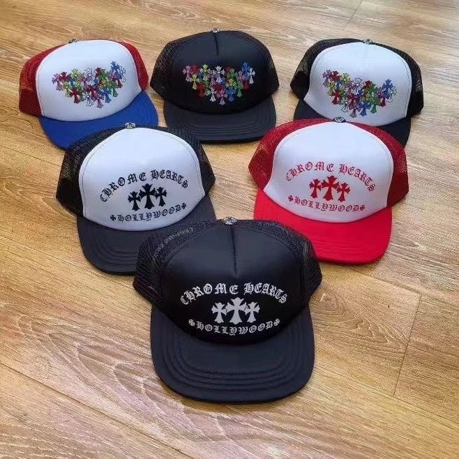 Chrome Hearts Hollywood Trucker Hat - Embroidered Cross Design