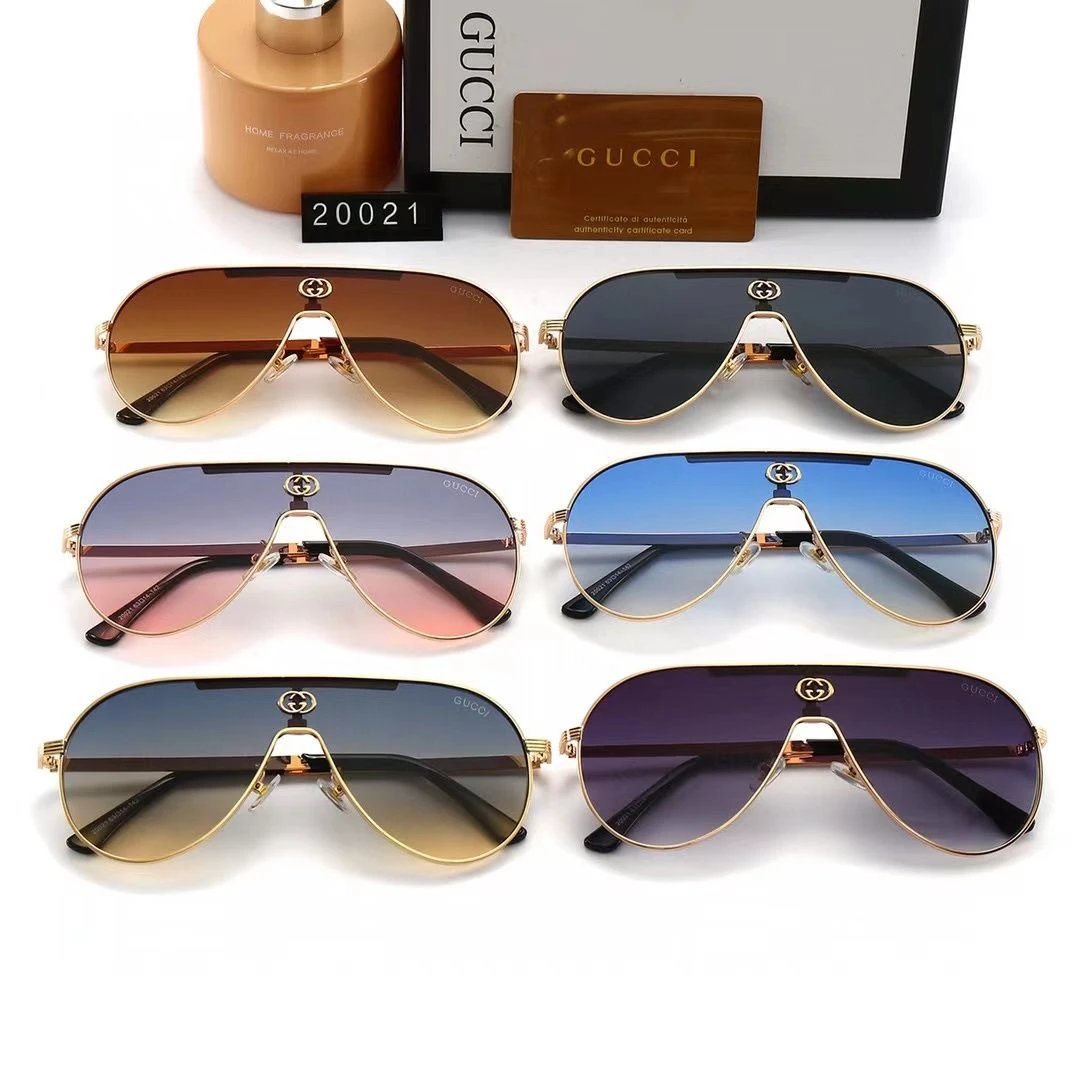 Gucci Aviator Sunglasses 2021 Collection Gold Frame Gradient Lenses