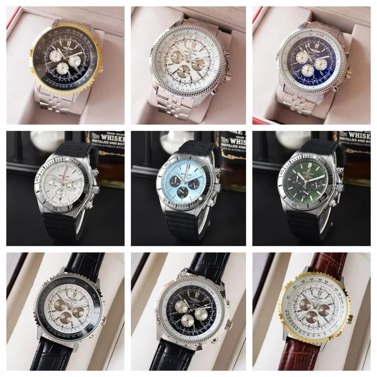 Breitling Chronograph Watch Men Luxury Stainless Steel Automatic Wristwatch