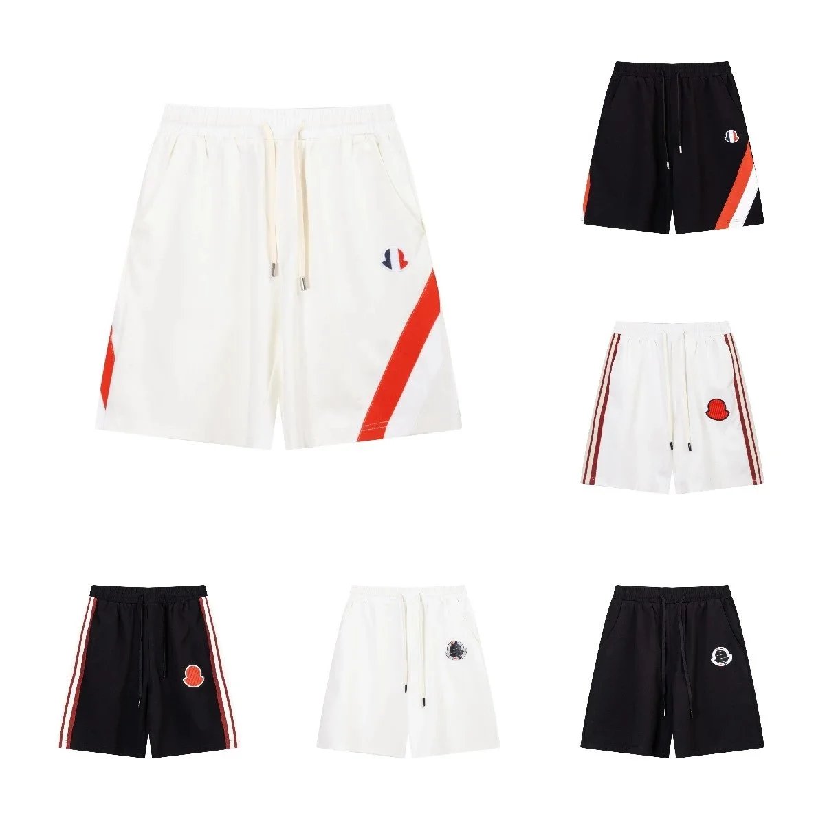 Moncler Men's Sport Shorts with Logo Patch and Side Stripes