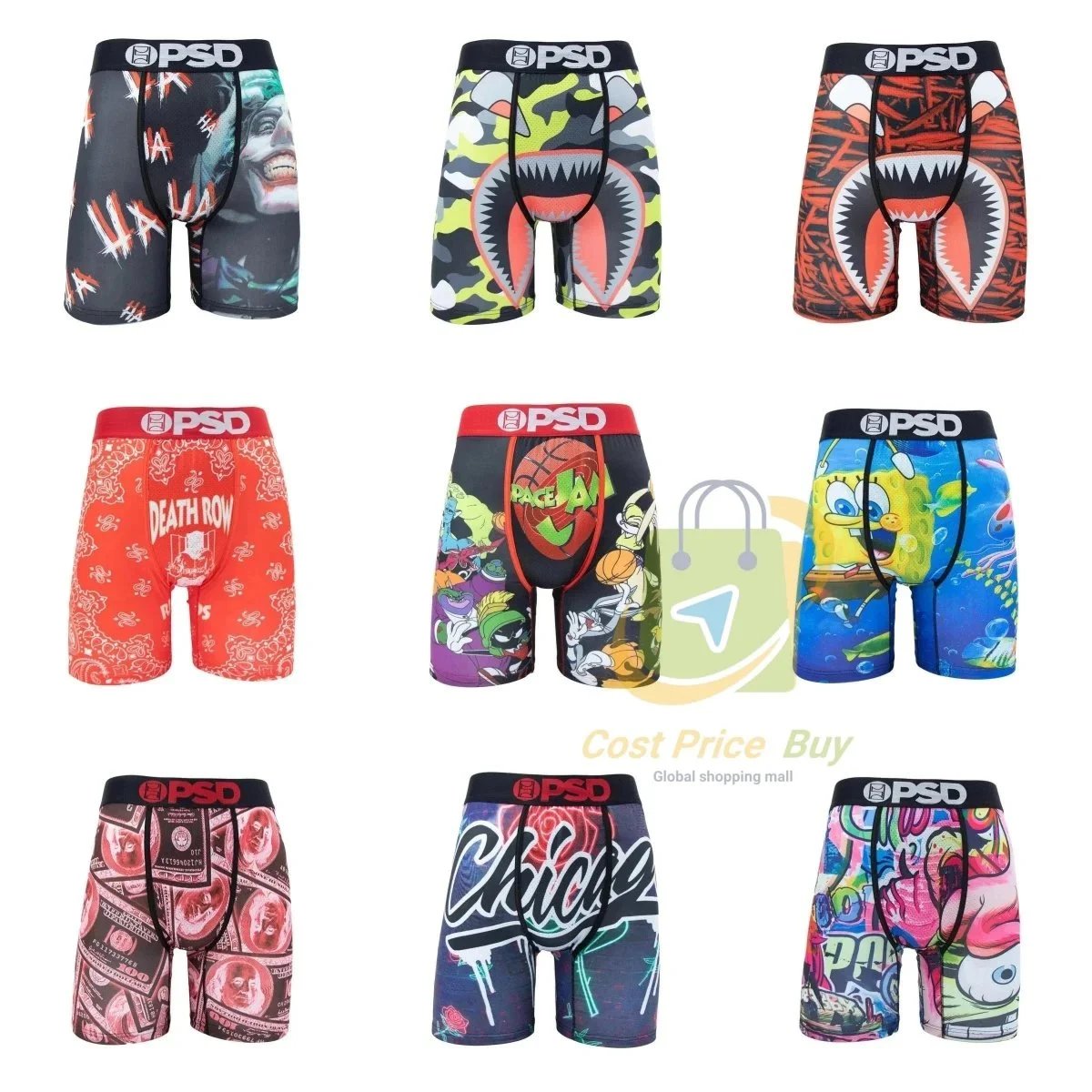 PSD Men's Printed Boxer Briefs with Bold Designs and Comfort Fit