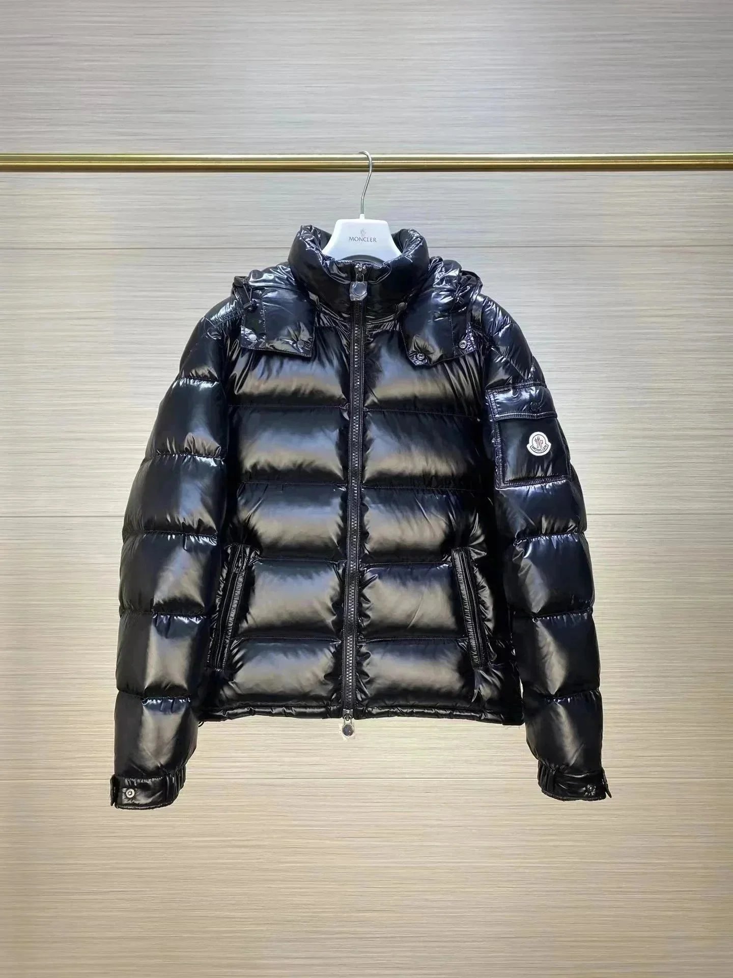 Moncler Black Quilted Down Jacket with Hood
