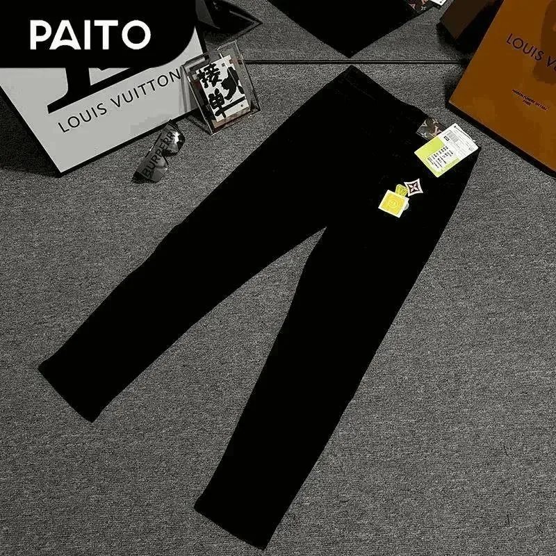 PAITO Black Slim Fit Men's Pants Fashion Casual Trousers