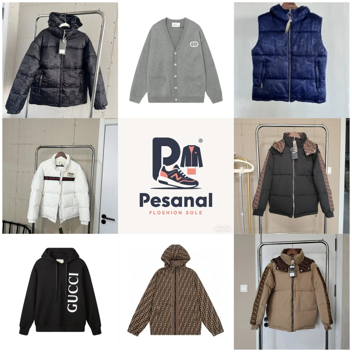 Gucci Logo Print Down Jacket and Hoodie Collection
