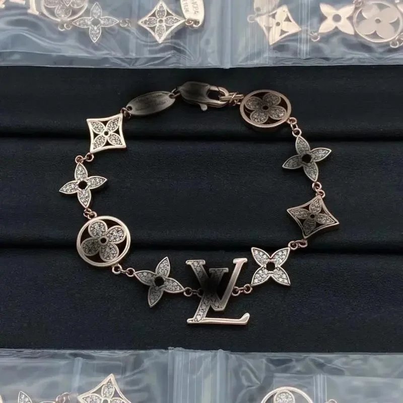 Louis Vuitton LV Monogram Diamond Bracelet Silver Tone
