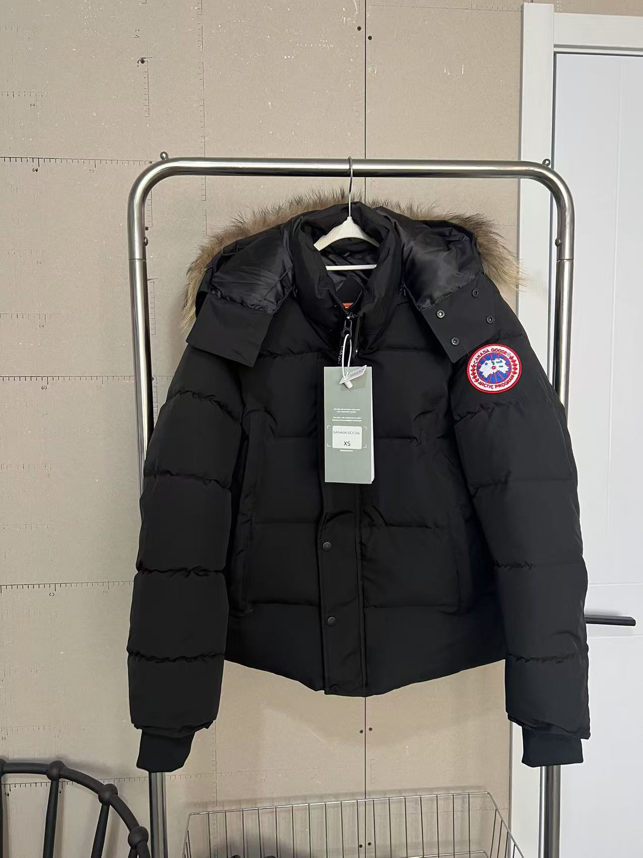 Canada Goose Black Down Jacket with Fur Hood