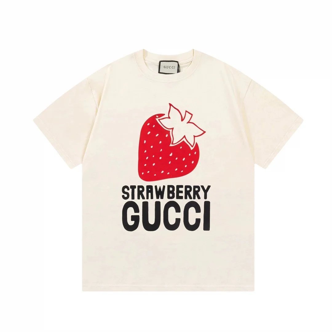Strawberry Gucci T-Shirt White Logo Print