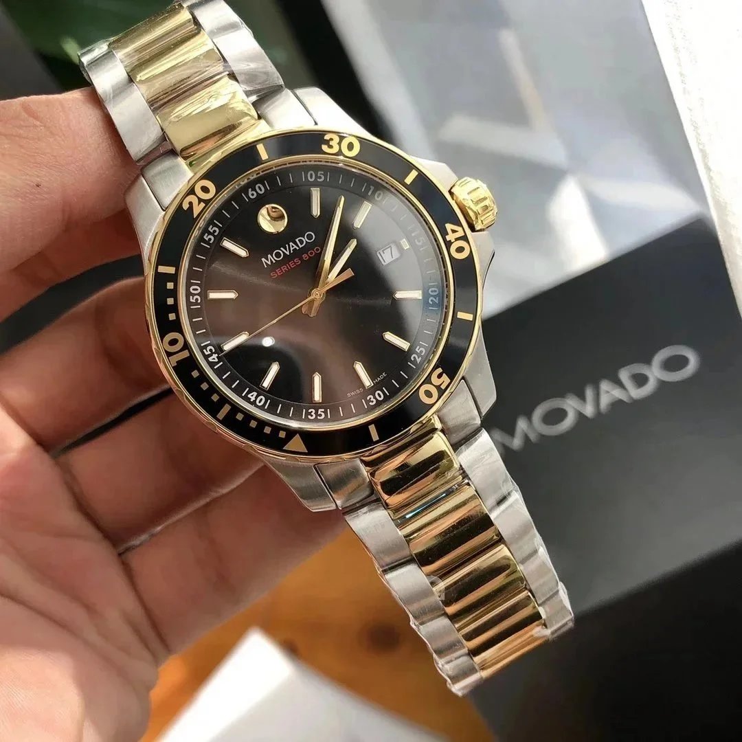 MOVADO Series 900 Two-Tone Stainless Steel Watch with Black Dial