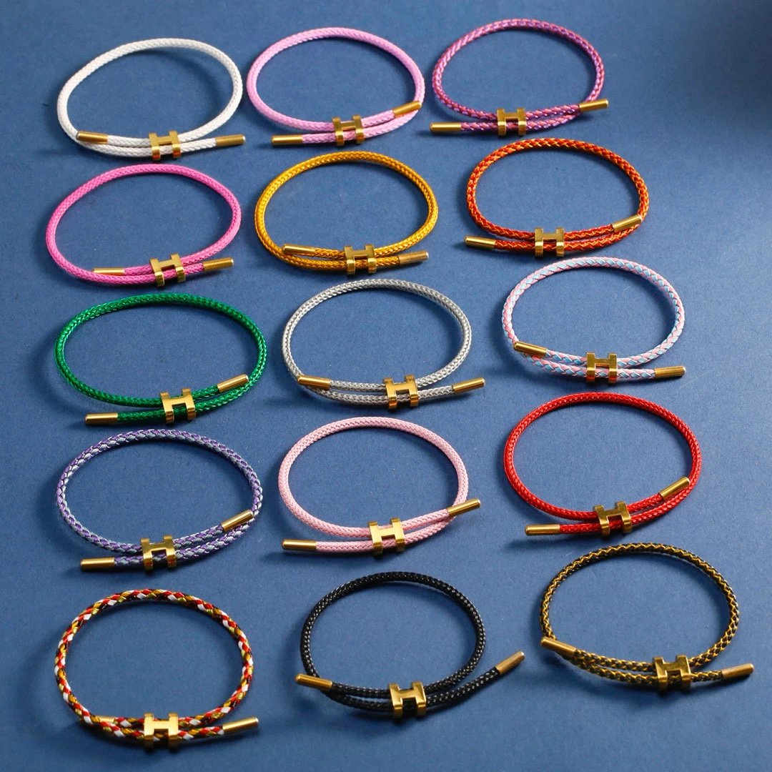 H-Style Braided Cord Bracelets with Gold H Clasp - Fashion Jewelry for Women