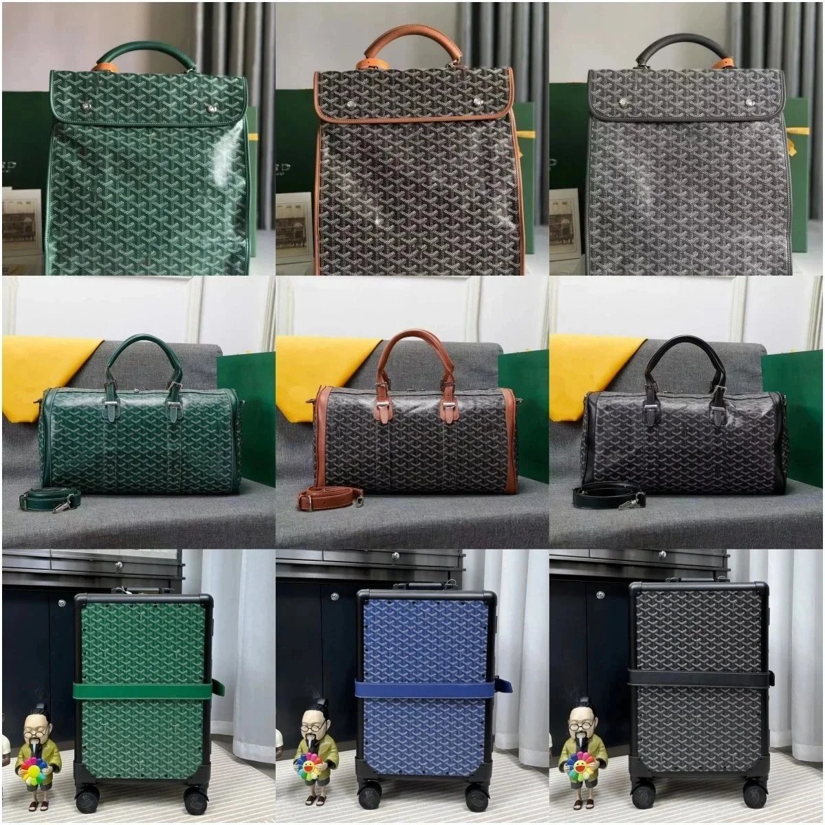 Goyard Monogram Canvas Backpack Duffle and Rolling Luggage Set