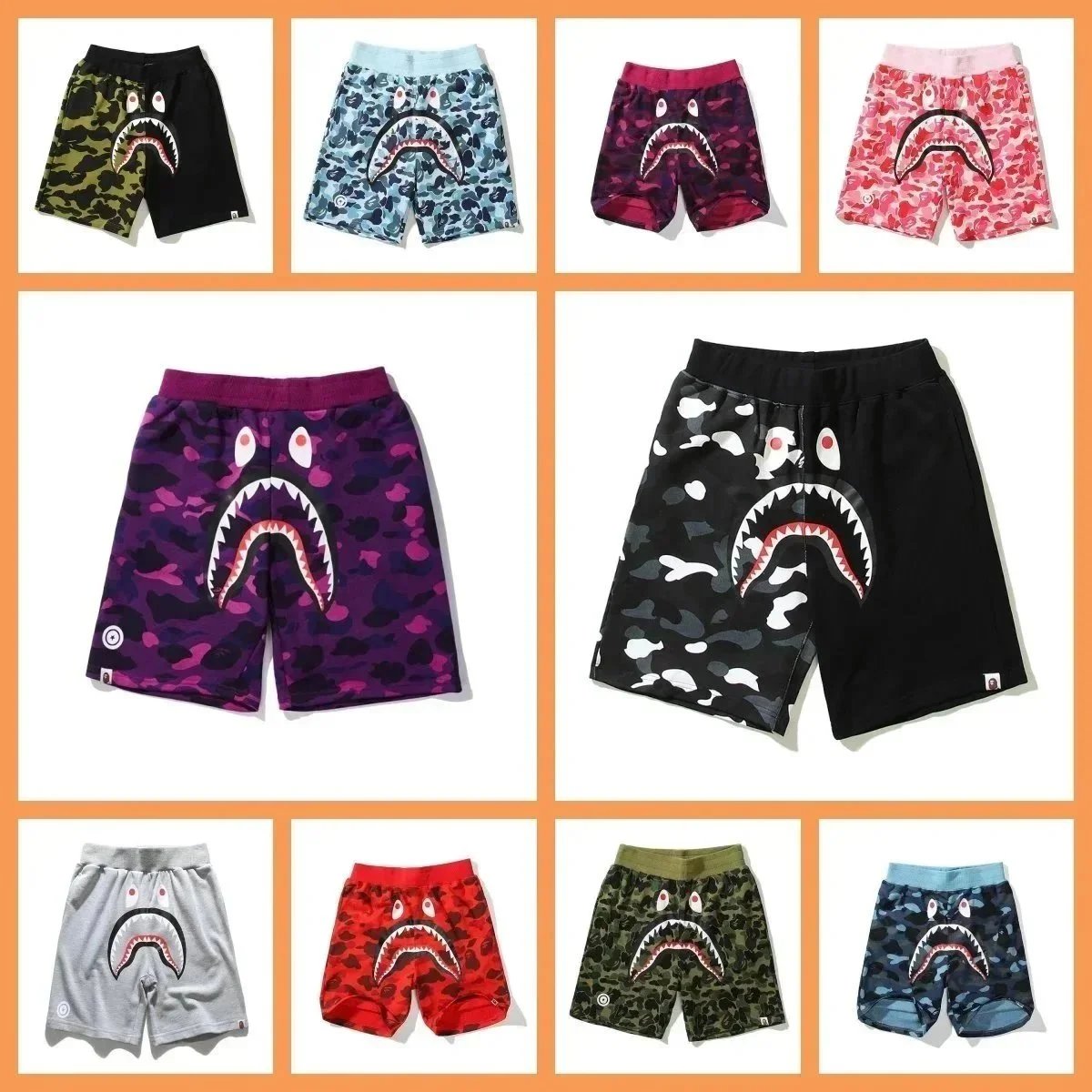 BAPE Shark Camo Shorts Men's Streetwear Fashion