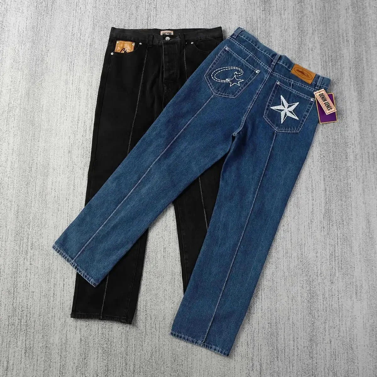 Classic Star Embroidered Denim Jeans for Women