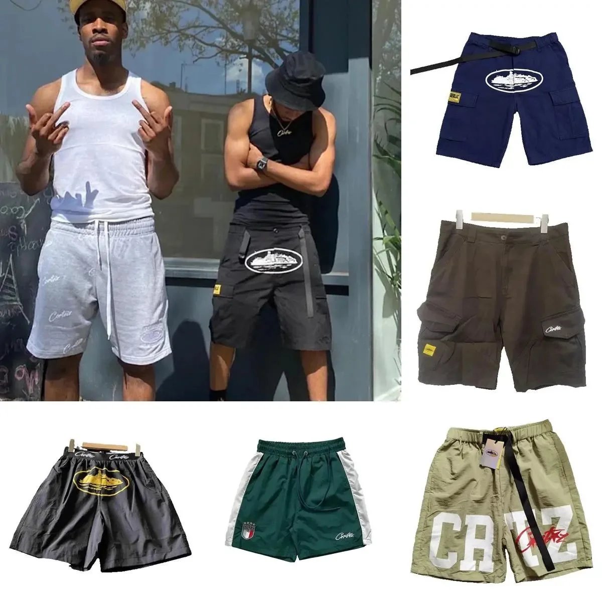 Corte Men's Fashion Cargo Shorts with Logo Design