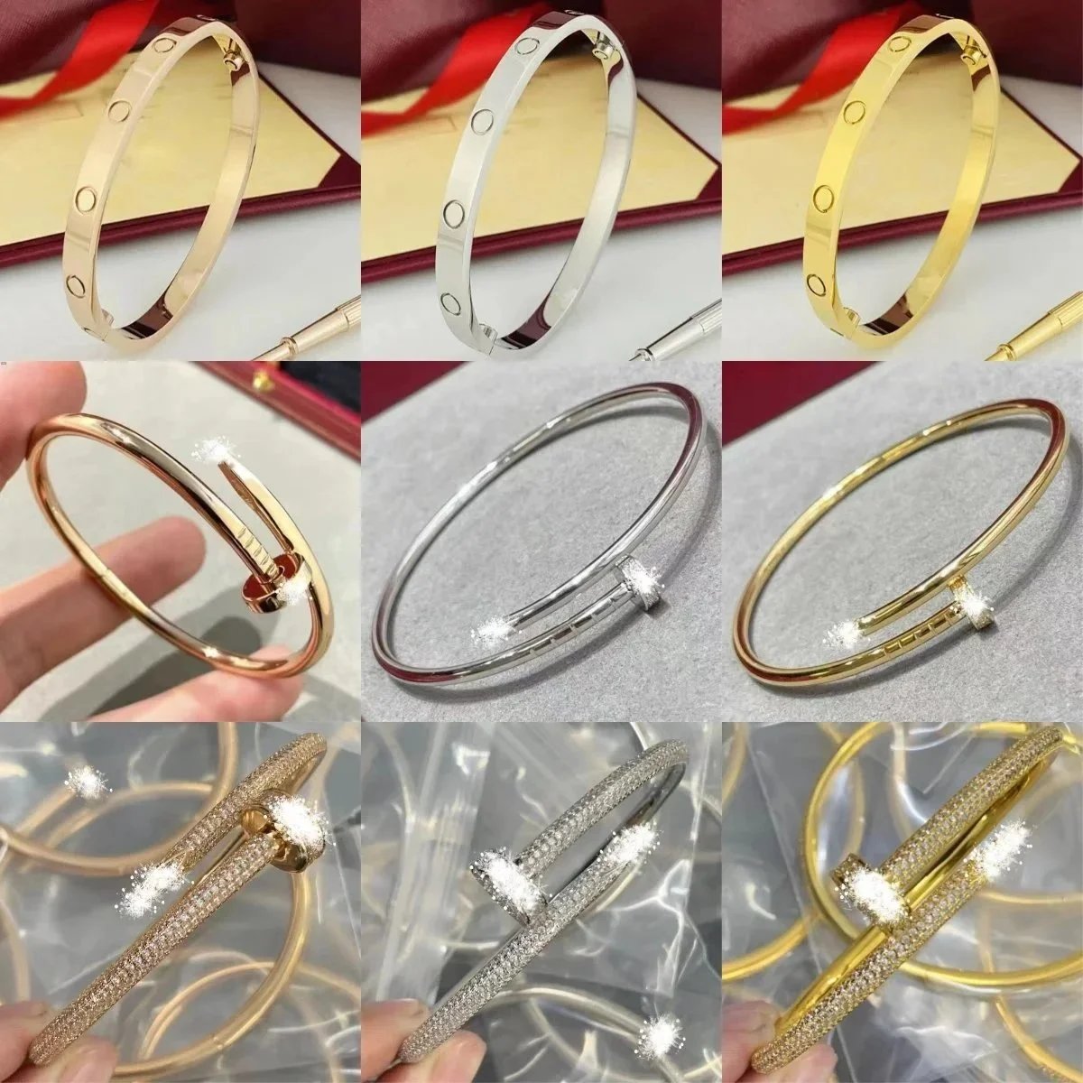 Stylish Gold Silver Rhodium Plated Bangle Bracelets for Women