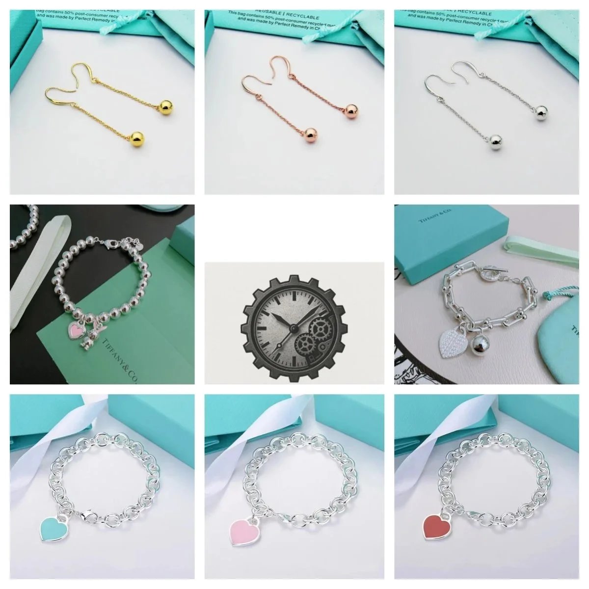 Tiffany & Co Silver Heart Charm Bracelets and Earrings Collection