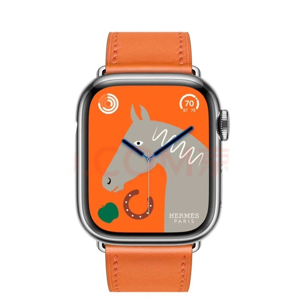 Apple Watch Hermès Orange Leather Band with Horse Face Dial