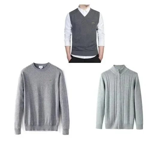 Men's Knit Sweaters and Vest Set - Gray Collection