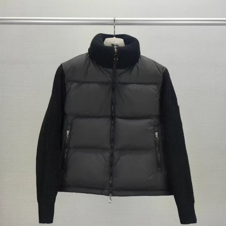 Moncler Hybrid Down Jacket with Knit Sleeves