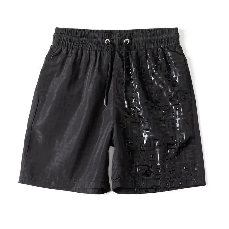 FENDI Black Monogram Print Swim Shorts for Men
