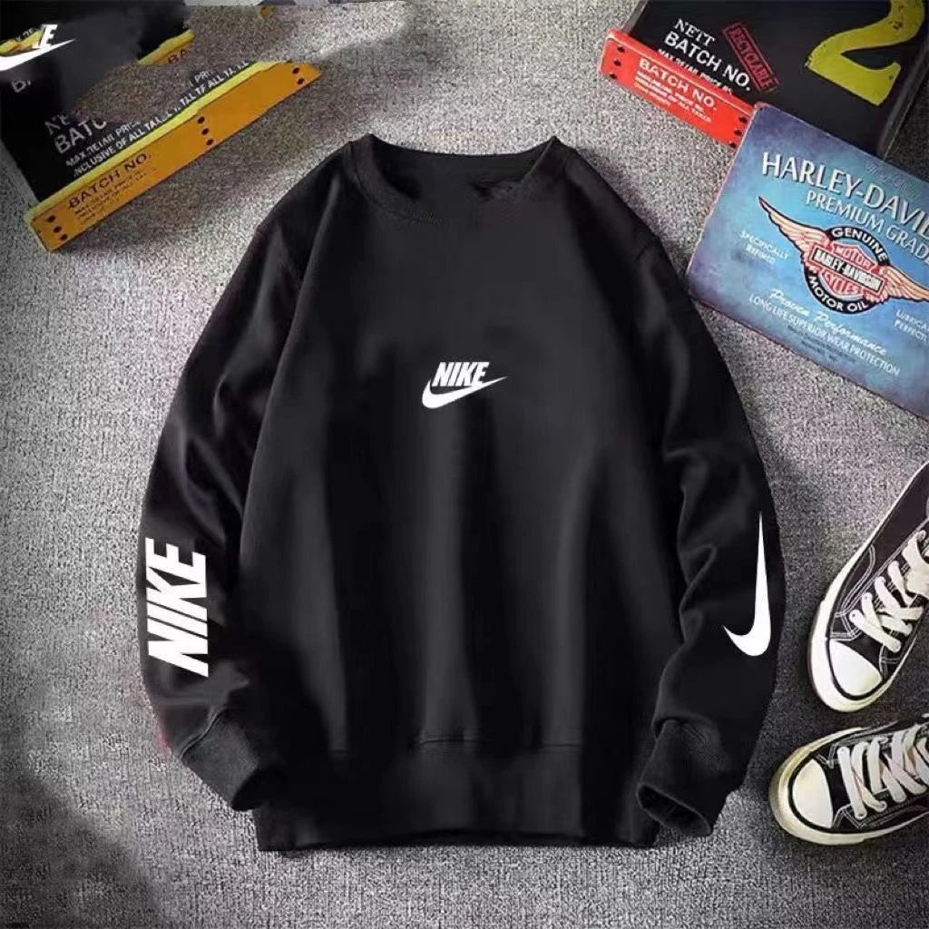 Nike Black Crewneck Sweatshirt with Logo Print