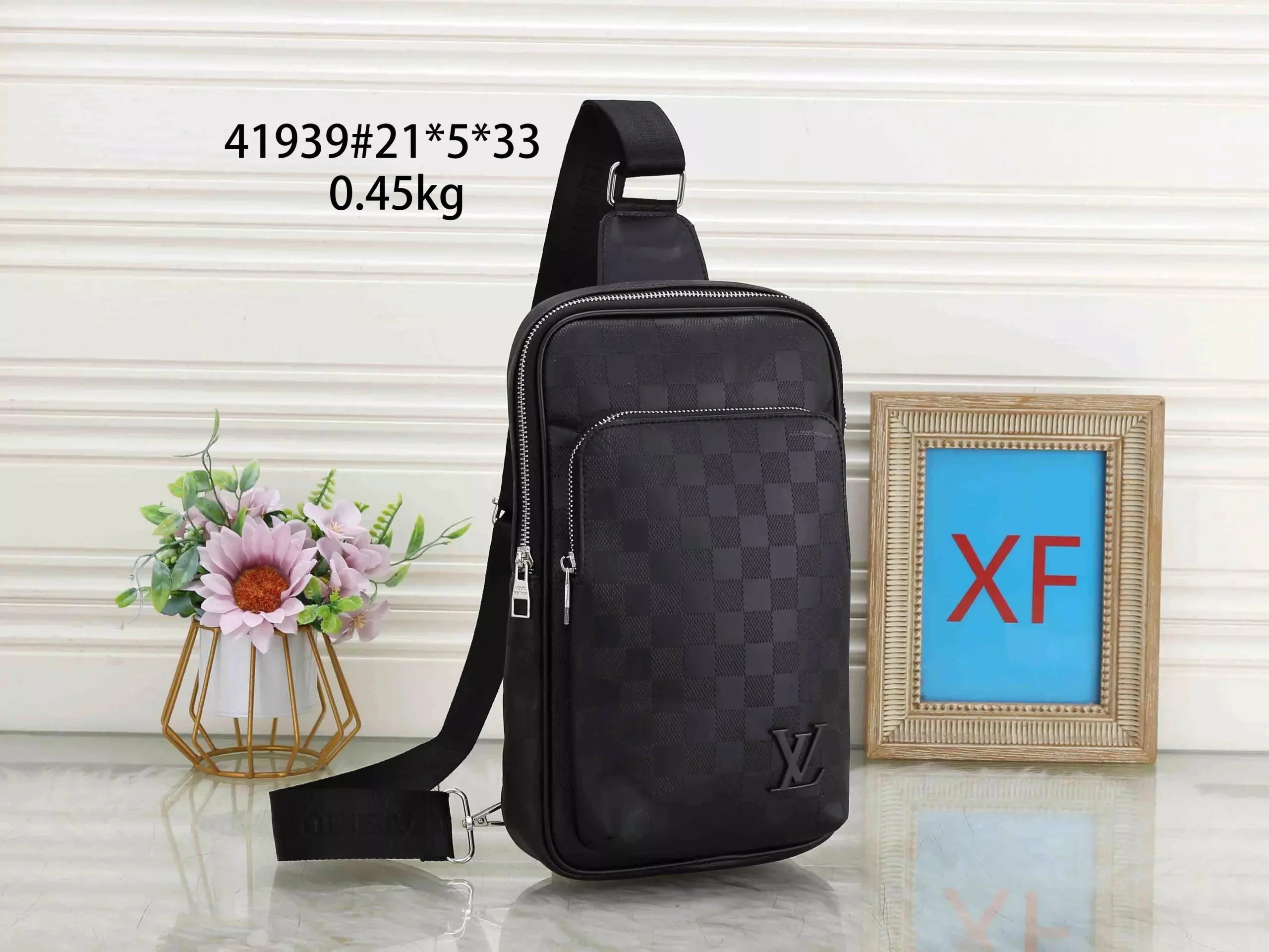 LV Checkerboard Pattern Crossbody Bag for Men and Women